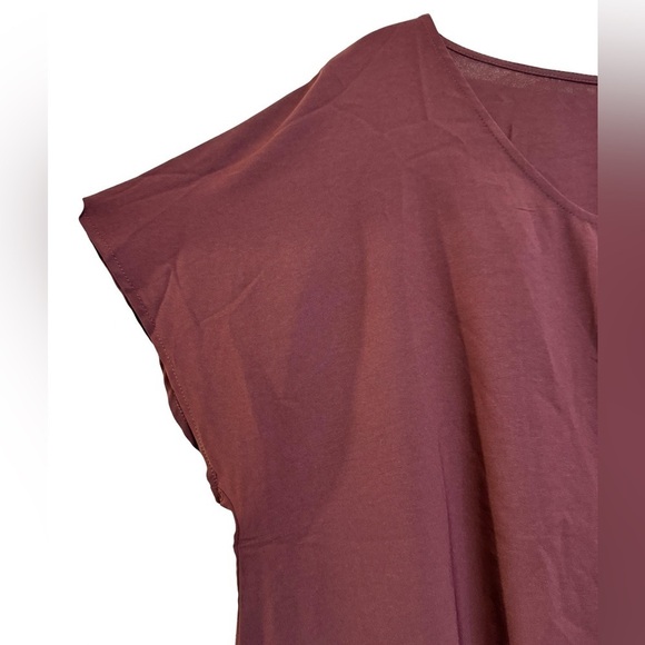 SHEIN Curve Maroon Brown Tie Front Short Sleeve Blouse Size 1XL NWOT ☀️ - Picture 7 of 14